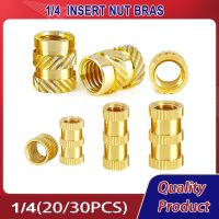 20/30PCS 1/4 Insert Nut Brass Threaded Heat Inch Size Knurled Hot Melt Molding Injection Embedded Insertion Nut for Plastic