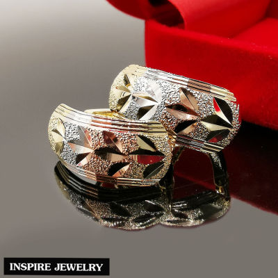 Inspire Jewelry ,ต่างหูทองทำลาย สามกษัตริย์ งานร้านทอง เกรดAA ตัวเรือนหุ้มทองแท้ 24K ขาLock สวยหรู จำนวนจำกัด ขนาด 1.7 x 1 CM