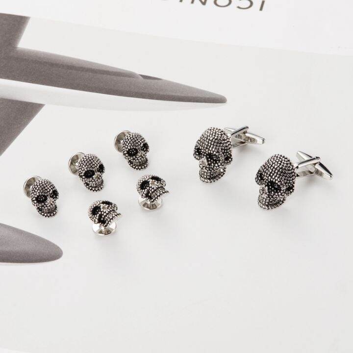 lepton-skull-cufflinks-tuxedo-studsชุดสำหรับชายlepton-vintage-skeleton-cufflink-collar-studs-cuff-linksผู้ชายที่ดีที่สุดชุดของขวัญ-yrrey