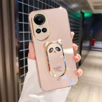 VRQR เคสโทรศัพท์ที่ตั้งการ์ตูน สำหรับ OPPO Realme11 5G Realme 11 Pro + Realme11Pro ดีลักซ์เคสมือถือตั้งได้ประดับกลิตเตอร์แพนด้าน่ารักยืนป้องกันเคสโทรศัพท์อ่อน