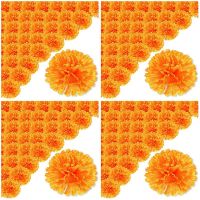 3.9Inch Marigold Flowers Artificial Day of the Dead Flower 200Pcs Fake Marigold Flowers Head for Marigold Garland Making