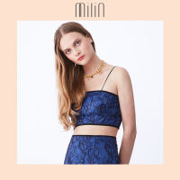 [MILIN] Lace spaghetti tube top เสื้อครอปสายเดี่ยวแต่งผ้าลูกไม้ Cuana Top