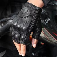 Half Finger Motorcycle Gloves Leather Guantes Moto Verano Estivi Luvas Ciclismo Gant Cycling Fingerless Gloves Tactical Retro