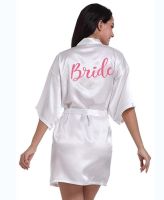 [Xiaoli clothing] Bride Bridesmaid Red Letters Robes Bride Robes Pajamas Bathrobe Nightgown Women 39; S Satin Wedding Kimono Sleepwear Get Ready Robes