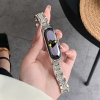 ✠﹊❁ Strap For Xiaomi Mi Band 8 7 6 5 Watch Band Fashion Luxury Glitter Rhinestone Bracelet Replacement For Xiaomi Band 4 3 Wristband