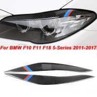 For BMW F10 F11 F18 5-Series 2011-2017 Styling Carbon Fiber Headlights Eyebrows Eyelids Front Headlamps Trim Cover Sticker