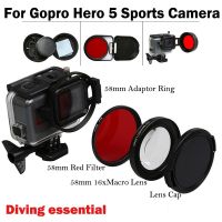 ฝาครอบเลนส์ฟิลเตอร์สีแดง Uv สำหรับ Gopro Hero5โกโปรพระเอกอุปกรณ์กล้องเพื่อการกีฬาสีดำ5ชิ้นใหม่58มม. โกโปรพระเอก5 Hero5 16x เลนส์ไมโคร