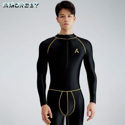 AMORESY Apollo Series Zipper Long Sleeve Before Nine Minutes Of Pants Sports Tight Luster Multi-Function Jumpsuits