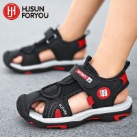 New Style 2023 Summer Beach Water Children Sandals Fashion Shoes Outdoor Non-slip Soft Bottom Shading Leather Boys Comfortable