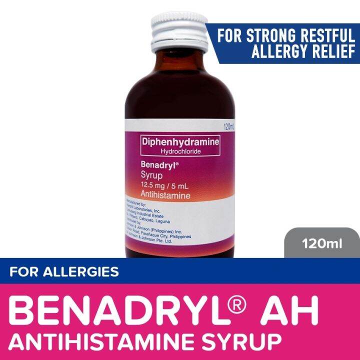 Benadryl Syrup 120ml Allergy medicine Antihistamine Diphenhydramine