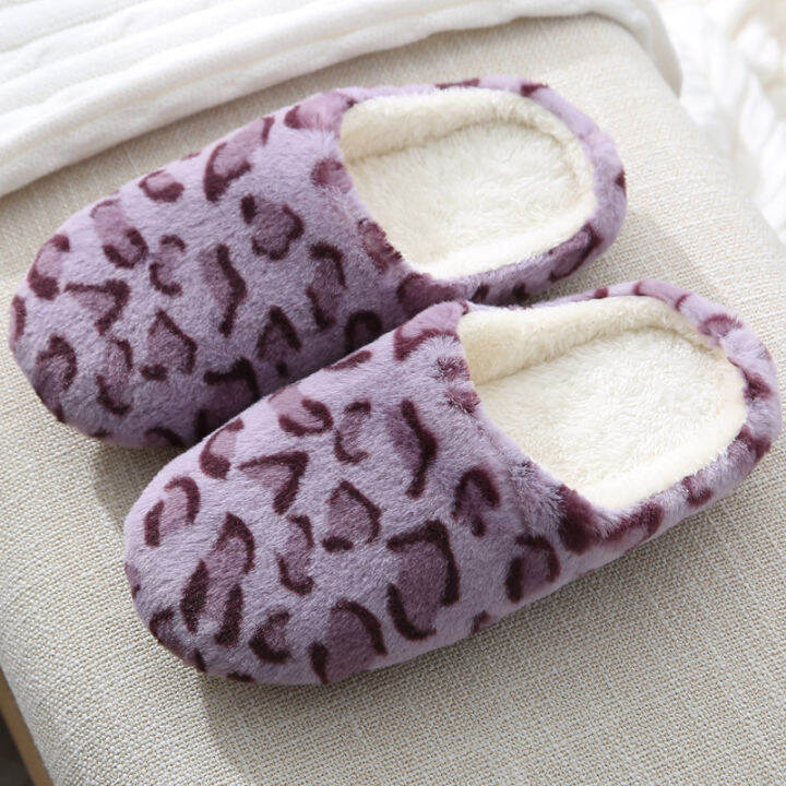 wakuwaku-round-head-faux-fur-womens-leopard-print-plush-mute-household-indoor-soft-soled-slippers