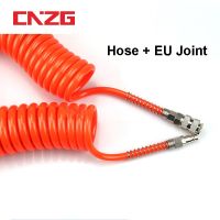 PU 8mm x 5mm Polyurethane Air Compressor Hose Tube With EU Fitting  Flexible Tool Connector PU0805 Spring Spiral Pipe 8*5 Hand Tool Parts Accessories