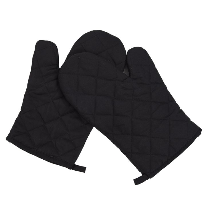 2-pair-kitchen-craft-heat-resistant-cotton-oven-glove-pot-holder-baking-cooking-mitts-black