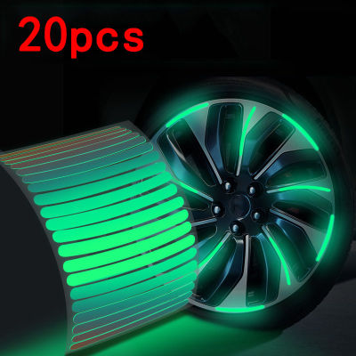 Car Tire Rim Reflective Sticker Night Safety Warning Strip Motorcycle Bike Auto Wheel Hub Reflector Stickers Decals 2040Pcs