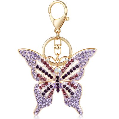 【LZ】✕☾❈  Sparkling Rhinestone Butterfly Shape Keychain chaveiro com chaveiro saco pendente decoração da bolsa