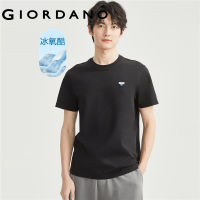 GIORDANO ผู้ชาย เทคโนโลยีขั้นสูงความรู้สึกเย็นน้ำแข็งออกซิเจนเย็นตรายางถักเสื้อยืดคอกลมแขนสั้น Free Shipping 01023409