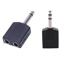 Male to Dual Female Mono Y Cord PA Audio Cable Adapter with Mono 6.35mm Male Plug to Dual 6.35mm Female Socket Splitter