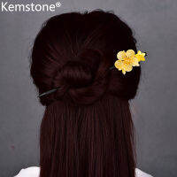 Kemstone เครื่องประดับกิ๊บติดผมรูปดอกไม้สีเหลืองสำหรับผู้หญิง