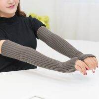 [A Like]ถุงมือถักยาวสำหรับผู้หญิงผ้าฝ้ายผสม Fingerless สุภาพสตรีข้อศอกถุงมือของขวัญ I Nvierno Mujer