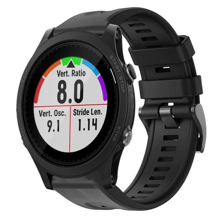 สายนาฬิกาข้อมือซิลิโคนหัวเข็มขัดสีทึบโลหะสำหรับ-garmin-forerunner-935-สีดำ