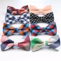 Men Bow Tie Plaid Style Cotton Bowtie Casual Gravata Borboleta Butterfly Tartan Strip Colorful Ties