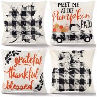 Fall Pillow Covers Autumn Farmhouse Buffalo Plaid Pillow Covers for Sofa Couch Farmhouse Thanksgiving Fall Decorations