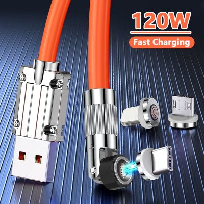 【jw】❈﹉  120W Magnetic Charging Cable 180-Degree Rotation 6A Data Fast USB Type C for iPhone