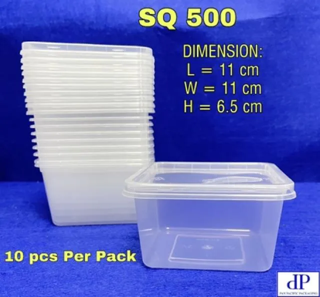 Microwavable Plastic Container Square SQ1500 10pcs/pack