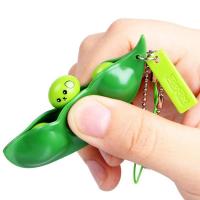 Edamame Keychain Fidget ของเล่นบีบ Bean ความเครียดบรรเทาความวิตกกังวลพวงกุญแจการ์ตูนพวงกุญแจรูปถั่วถั่วเหลือง Anti Stress ของเล่นของขวัญ