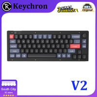 Keychron V2สีดำโปร่งใสปุ่มปรับระดับเสียง65% คีย์บอร์ดแบบมีสาย QMK เปลี่ยนคีย์ผ่าน Custom Macro RGB