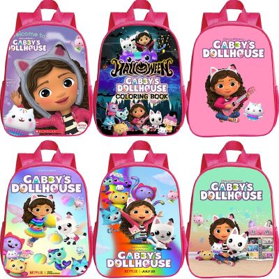 Cartoon Gabbys Dollhouse Children Anime Backpacks Baby Bookbag Mochila Gabby Cats Schoolbag