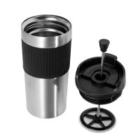 450ml Travel French Press Portable Coffee Pot Vacuum Stainless Steel Insulated Thermos Mug Water Bottle with Plunger Filter