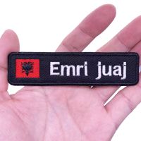 10X2.5cm Albanian Flag Albania Custom Name Patch Stripes Badge Iron On  Patches etiketat e personalizuara Numri Adhesives Tape