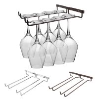 Barware Accessories Wall Mount Hanger Home Storage Bar Wine Rack Double Row Home Kitchen Holder Shelf Stemware Hanging