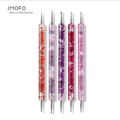 5pc Double Head Nail Drill Dotting Pens Chain Link Beads Dots Painting Rhinestones Nail Stick UV Gel Brush Manicure Tool Hot