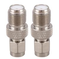 2X F Type Female to SMA Male Plug CoaXial Adapter Connector Silver Tone