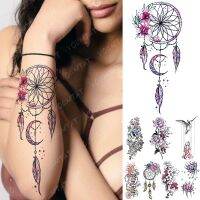 Waterproof Temporary Tattoo Sticker FLowers Dream Catcher Flash Tattoos Flowers Bird Rose Body Art Arm Fake Sleeve Tatoo Women Stickers