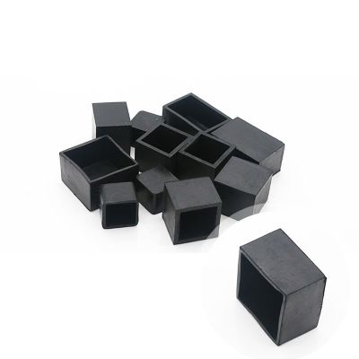 40Pcs Plastic Black Rubber End Caps Rectangle Leg Feet Pipe Tube Cap Insert Plugs Bung For Furniture Table Chair Floor Protector Pipe Fittings Accesso