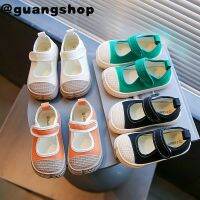 guangshop แฟชั่นวินเทจหญิงและชายรองเท้าผ้าใบ Velcro ลื่นนุ่มแต่เพียงผู้เดียวเด็กรองเท้ากีฬาสบายๆ2-6ปี T22N08CC-92