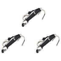 3X Scuba Diving Double Dual Stainless Steel Reef Drift Hook with Line and Clips Hook ,Black