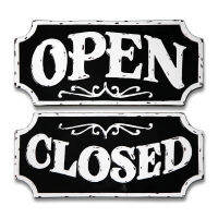 ป้ายเหล็กเคลือบตกแต่ง "OPEN, CLOSED" / "OPEN, CLOSED" Metal Sign