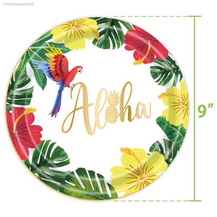 hawaii-theme-disposable-tableware-flamingo-tablecloth-banner-disposable-paper-cups-plates-napkins-hawaiian-aloha-party-decor