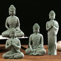 Mini Buddhist Monks Tibetan Buddhism Figurines Buddha Resin Statue Garden Car Ornament Meditation Home Aquarium Decoration