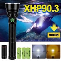 3800lumen IP8 Powerful Diving Flashlight Waterproof XHP90.3 Underwater Lantern Dive Led Torch Light Usb Rechargeable flash light Diving Flashlights