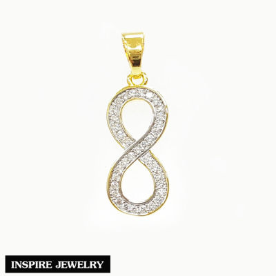 Inspire Jewelry ,จี้อินฟินิตี้ Infinity หุ้มทองแท้ 24K  ร่ำรวย นำโชค ฝังเพชร งานจิวเวลลี่ สวยหรู พร้อมกล่องทอง