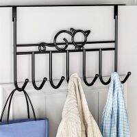 【YF】 7 Hooks Towel Hanger Organizer Black Coat Cat Design Door Storage Rack