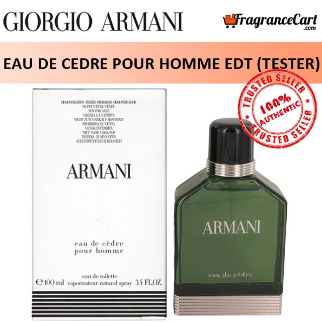 Giorgio Armani Eau de Cedre Pour Homme EDT for Men (100ml Tester) Eau de  Toilette Green [Brand New 100% Authentic Perfume/Fragrance] | Lazada  Singapore