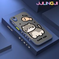 Jjlingji เคสสำหรับ OPPO A37 A37F เคสนิ่มป้องกันคลุมทั้งหมดปลอกซิลิโคนลายการ์ตูนแมวบางน่ารักมีน้ำค้างแข็งโปร่งใสแข็งขอบสี่เหลี่ยมกันกระแทก