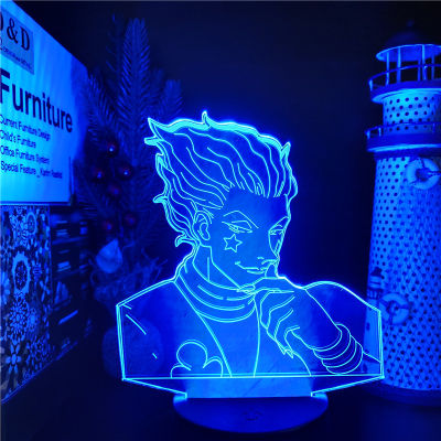 Action Figures Hunter X Hunters Hisoka 3d Night Lights Table Desk Led Toys Doll Model Anime Figurine Collection Brinquedos Gift