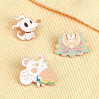 3 Styles Cartoon Pink Animal Enamel Pins High Quality Lotus Squirrel Baby Mouse Ghost Brooches Kids Backpack Decoration Jewelry